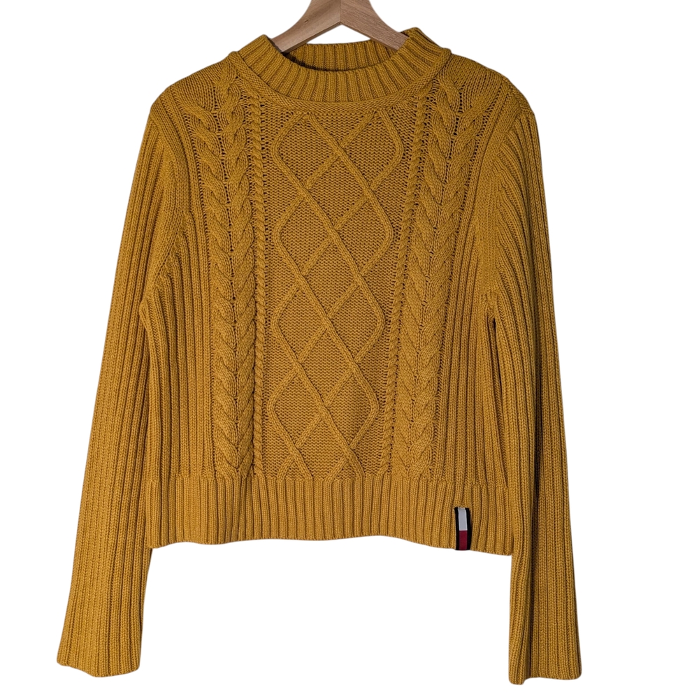Tommy Hilfiger Cable Knit Yellow Sweater Women's, L